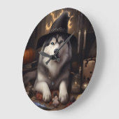 Alaskan Malamute Pumpkins Halloween Scary Grote Klok (Hoek)