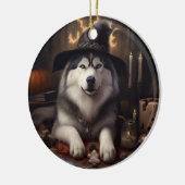Alaskan Malamute Pumpkins Halloween Scary Keramisch Ornament (Links)