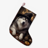 Alaskan Malamute Pumpkins Halloween Scary Kleine Kerstsok (Voorkant (Hangend))
