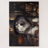 Alaskan Malamute Pumpkins Halloween Scary Legpuzzel (Verticaal)