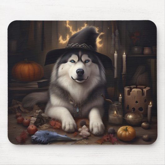 Alaskan Malamute Pumpkins Halloween Scary Muismat (Voorkant)