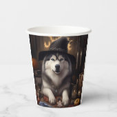 Alaskan Malamute Pumpkins Halloween Scary Papieren Bekers (Achterkant)