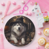 Alaskan Malamute Pumpkins Halloween Scary Papieren Bordje (Feest)