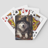 Alaskan Malamute Pumpkins Halloween Scary Pokerkaarten (Achterkant)