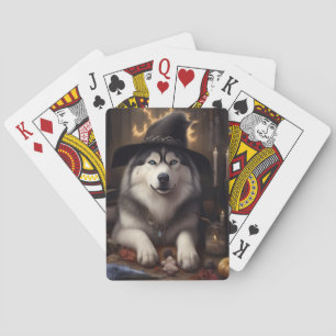 Alaskan Malamute Pumpkins Halloween Scary Pokerkaarten