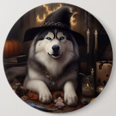 Alaskan Malamute Pumpkins Halloween Scary Ronde Button 6,0 Cm (Voorkant)