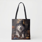 Alaskan Malamute Pumpkins Halloween Scary Tote Bag (Voorkant)