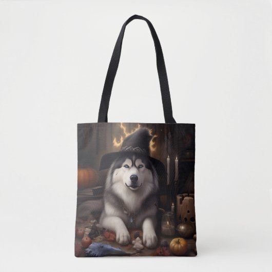 Alaskan Malamute Pumpkins Halloween Scary Tote Bag (Voorkant)