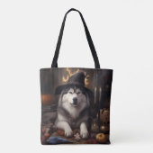 Alaskan Malamute Pumpkins Halloween Scary Tote Bag (Achterkant)