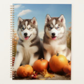 Alaskan Malamute Pup Autumn Delight Pompoen Planner (Voorkant)