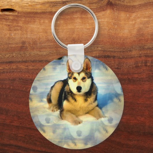 Alaskan Malamute Puppies Sleutelhanger (Voorkant)