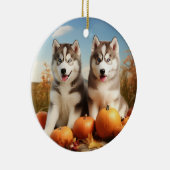 Alaskan Malamute Puppy Herfst Delight Pompoen Keramisch Ornament (Rechts)