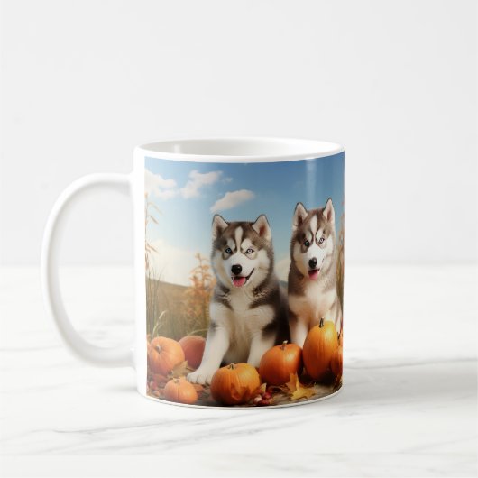 Alaskan Malamute Puppy Herfst Delight Pompoen Koffiemok (Links)