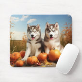 Alaskan Malamute Puppy Herfst Delight Pompoen Muismat (Met muis)