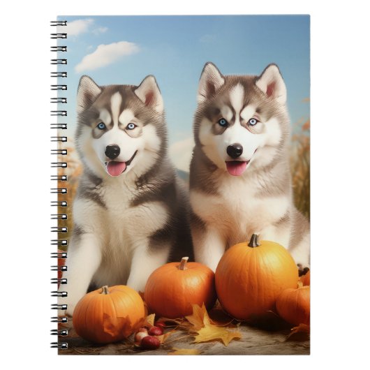 Alaskan Malamute Puppy Herfst Delight Pompoen Notitieboek (Voorkant)