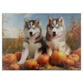 Alaskan Malamute Puppy Herfst Delight Pompoen Snijplank (Voorkant)