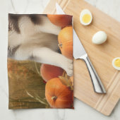 Alaskan Malamute Puppy Herfst Delight Pompoen Theedoek (Quarter Fold)