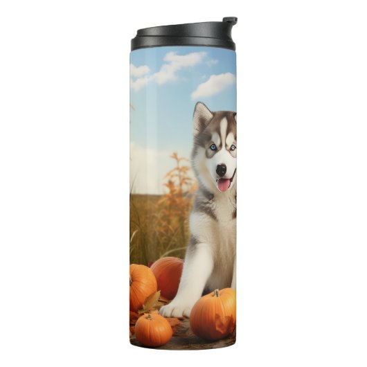 Alaskan Malamute Puppy Herfst Delight Pompoen Thermosbeker (Gedraaid links)