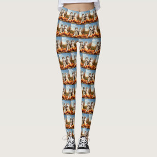 Alaskan Malamute Puppy Herfst Plezier Pompoen Leggings