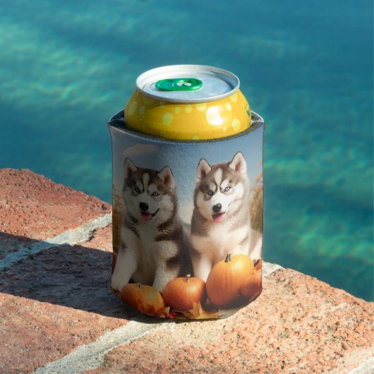 Alaskan Malamute Puppy Herfstvreugde Pompoen Blikjeskoeler (Insitu Zwembad)