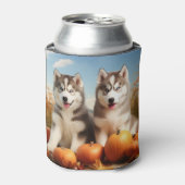 Alaskan Malamute Puppy Herfstvreugde Pompoen Blikjeskoeler (Blikje Voorkant)