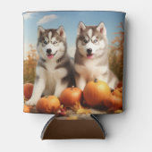 Alaskan Malamute Puppy Herfstvreugde Pompoen Blikjeskoeler (Voorkant)