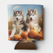Alaskan Malamute Puppy Herfstvreugde Pompoen Blikjeskoeler (Achterkant)