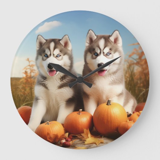 Alaskan Malamute Puppy Herfstvreugde Pompoen Grote Klok (Voorkant)