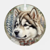 Alaskan Malamute Puppy's Eerste Kerst Ornament (Achterkant)