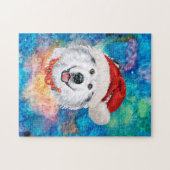 Alaskan Malamute Ras Hond Kerstpatroon Legpuzzel (Horizontaal)