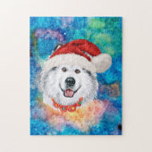 Alaskan Malamute Ras Hond Kerstpatroon Legpuzzel (Verticaal)