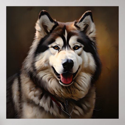 Alaskan Malamute Realisme Kunst Portret Poster (Voorkant)