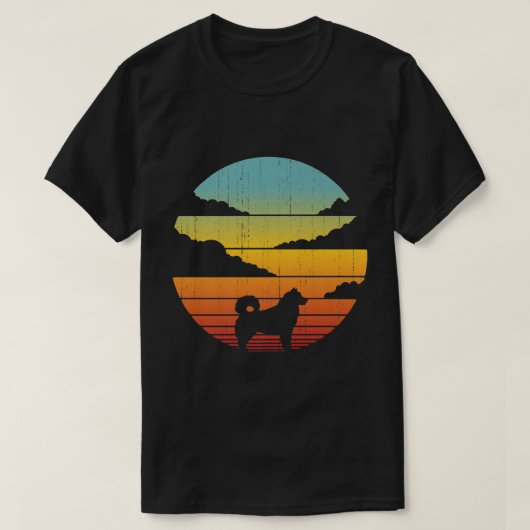 Alaskan Malamute Retro  60-70-s Sunset Dog T-shirt (Design voorkant)