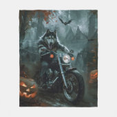 Alaskan Malamute Riding Motorcycle Halloween Eng Fleece Deken (Voorkant)