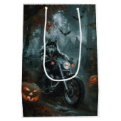Alaskan Malamute Riding Motorcycle Halloween Eng Medium Cadeauzakje (Achterkant)