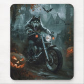 Alaskan Malamute Riding Motorcycle Halloween Eng Muismat (Voorkant)