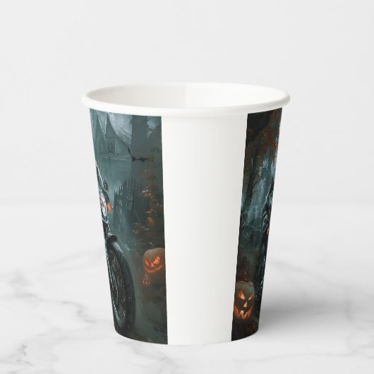 Alaskan Malamute Riding Motorcycle Halloween Eng Papieren Bekers (Links)