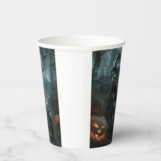 Alaskan Malamute Riding Motorcycle Halloween Eng Papieren Bekers (Rechts)