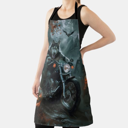 Alaskan Malamute Riding Motorcycle Halloween Eng Schort (Insitu)