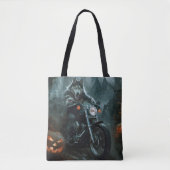 Alaskan Malamute Riding Motorcycle Halloween Eng Tote Bag (Voorkant)