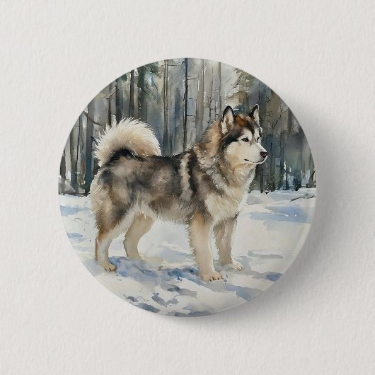 Alaskan Malamute Ronde Button 5,7 Cm (Voorkant)