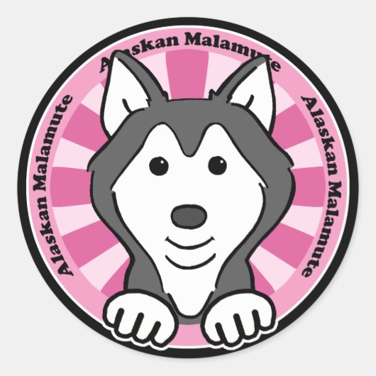 Alaskan Malamute Ronde Sticker (Voorkant)