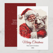 Alaskan Malamute Santa Claus Christmas Feestdagenkaart (Voorkant / Achterkant)