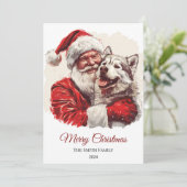 Alaskan Malamute Santa Claus Christmas Feestdagenkaart (Staand voorkant)