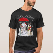 Alaskan Malamute Santa Dog Kerstmis Snowman Xmas T-shirt (Voorkant)