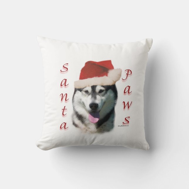 Alaskan Malamute Santa Paws Kussen (Voorkant)