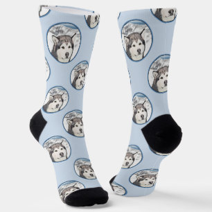 Alaskan Malamute Schilderij Mal Mally Sledehond Ku Sokken