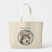 Alaskan Malamute Schilderij Mal Sled Dog Art Grote Tote Bag (Achterkant)