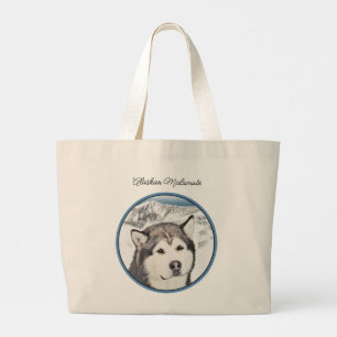 Alaskan Malamute Schilderij Mal Sled Dog Art Grote Tote Bag