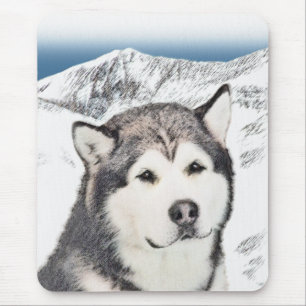 Alaskan Malamute Schilderij - Mooie Originele Hond Muismat